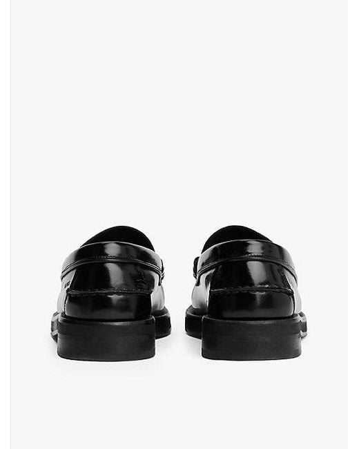 Tommy Hilfiger Leren Loafer Met Logo in het Black voor heren