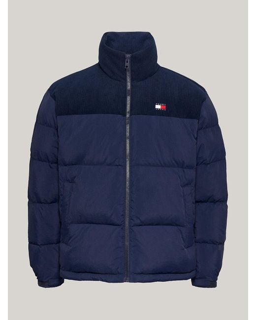 Tommy Hilfiger Blue Corduroy Alaska Puffer Jacket for men