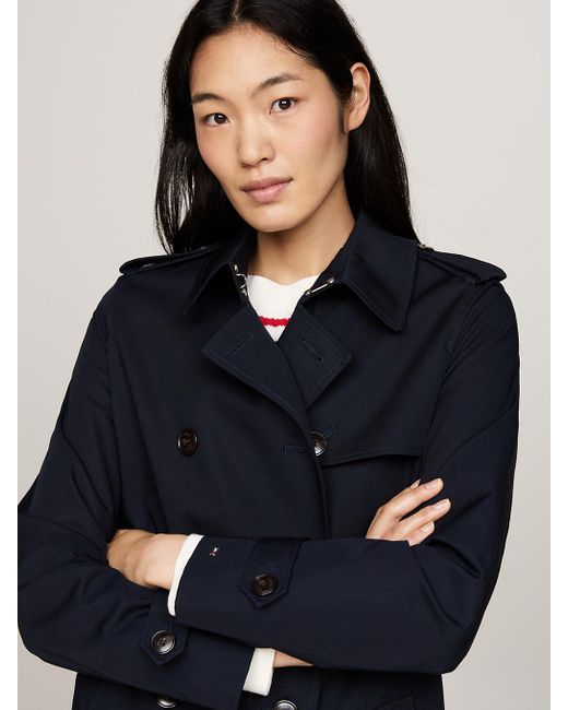 Tommy Hilfiger Blue Water Repellent Slim Trench Coat