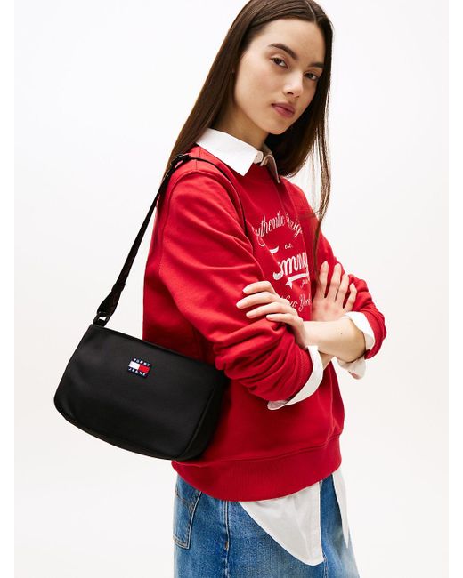 Borsa Essential Con Logo Ripetuto di Tommy Hilfiger in Black