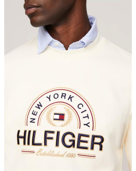 Sweat coupe standard Flag Icon graphique Tommy Hilfiger pour homme en coloris White