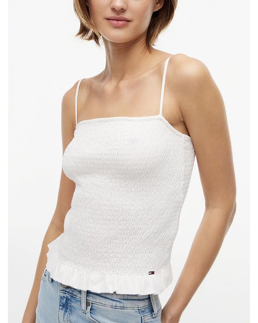 Tommy Hilfiger White Smock Slim Strap Top