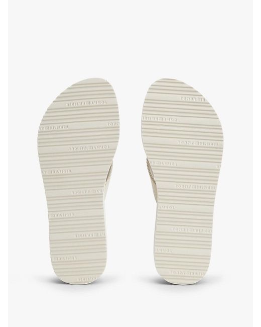 Tommy Hilfiger Natural Th Monogram Wedge Heel Flip-Flops