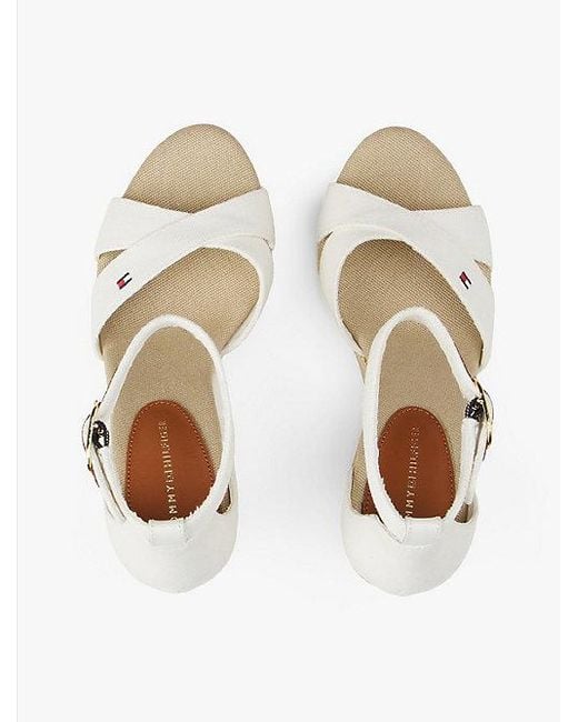 Tommy Hilfiger Canvas Espadrille Met Hoge Sleehak in het Natural