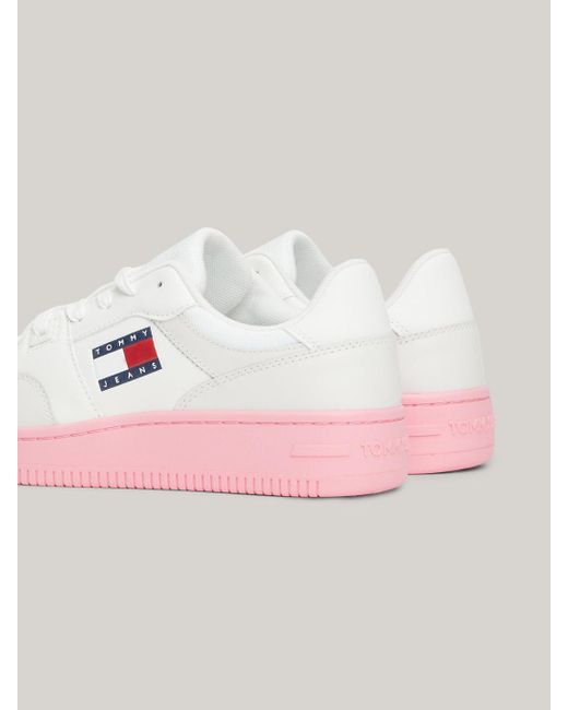Tommy Hilfiger Pink Essential Retro Chunky Sole Leather Trainers