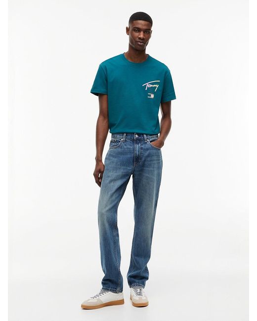 Tommy Hilfiger Blue Signature Logo Crew Neck T-Shirt for men