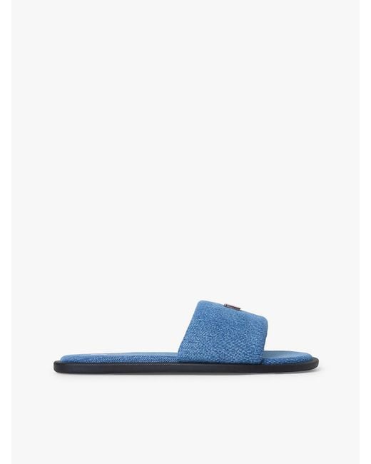 Tommy Hilfiger Blue Denim Padded Strap Slides