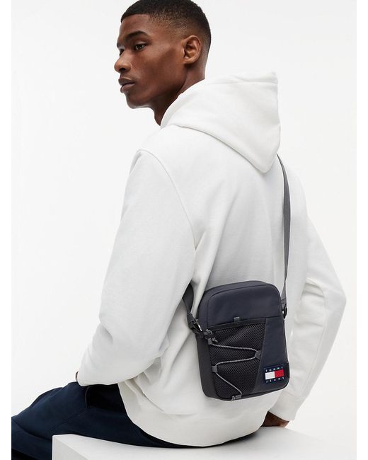Tommy Hilfiger Blue Outdoor Mesh Pocket Crossbody Reporter Bag for men