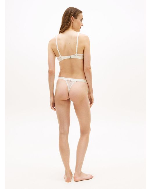 Tommy Hilfiger White Repeat Logo Floral Lace Triangle Bra
