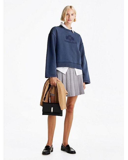 Tommy Hilfiger Sweatshirt Met Wijde Mouw En Geborduurd Logo in het Blue