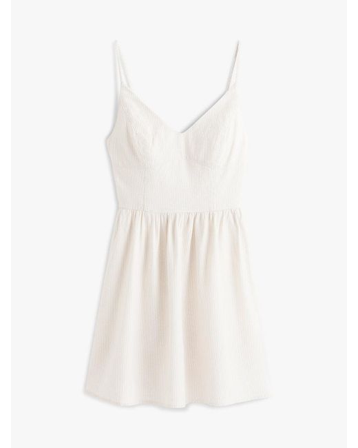 Tommy Hilfiger White Extra Slim Linen Blend Mini Skater Dress
