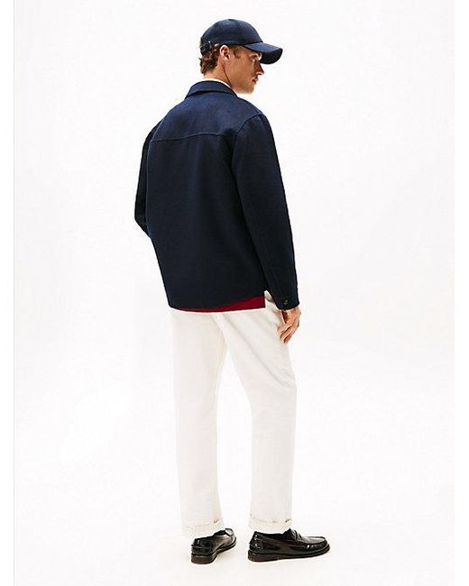 Tommy Hilfiger Smart Casual Shirtjack Van Wolmix in het Blue voor heren