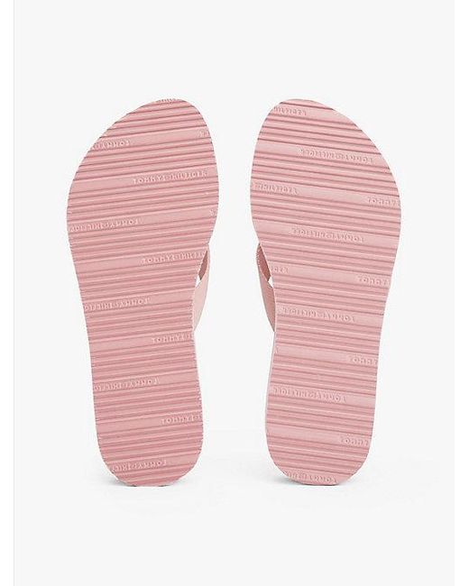 Tommy Hilfiger Pink Zehentrenner Mit Th-Monogramm Und Keilabsatz