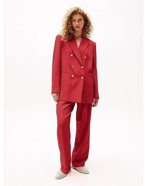 Tommy Hilfiger The Sofia Capsule Double-Breasted Blazer in het Red