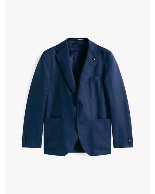 Tommy Hilfiger Blue Pure Linen Extra Slim Blazer for men