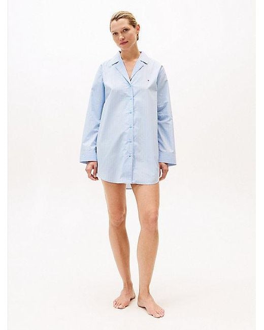 Camisón Essential De Popelín A Rayas Tommy Hilfiger de color Blue