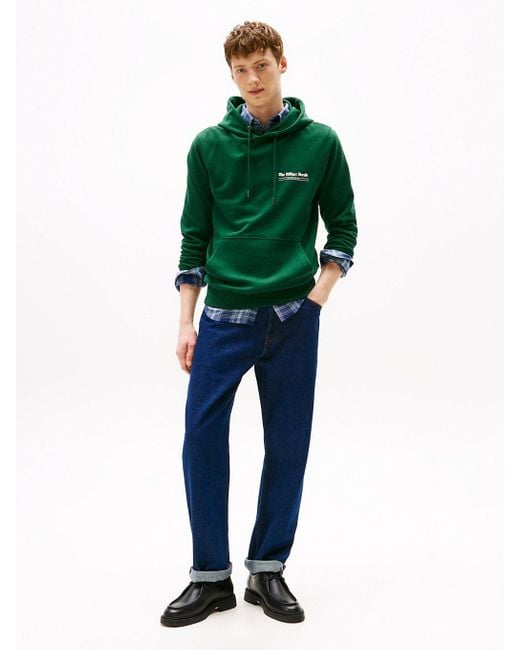 Felpa Con Cappuccio E Grafica Sul Retro di Tommy Hilfiger in Green da Uomo