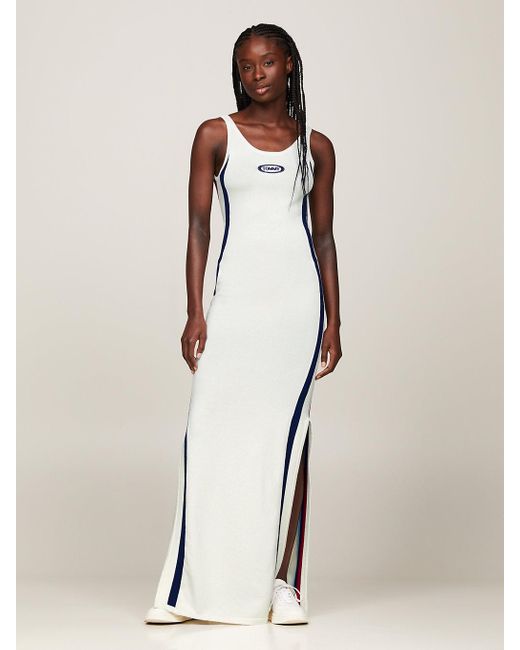 Tommy Hilfiger Sleeveless Ribbed Sheer Bodycon Maxi Dress in White Lyst UK