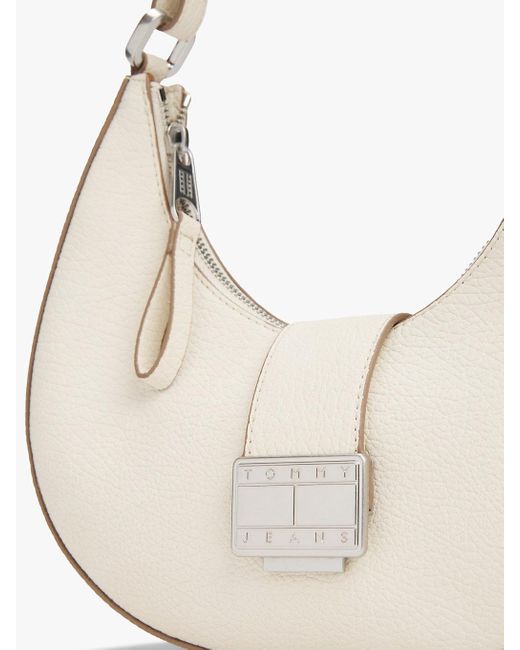 Borsa Hobo Con Chiusura A Scatto E Logo di Tommy Hilfiger in White