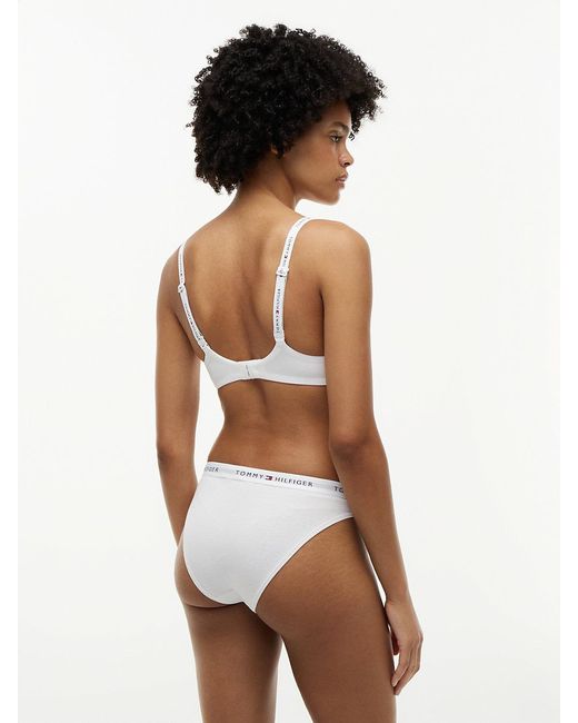 Tommy Hilfiger White Repeat Logo Lightly Lined Triangle Bra