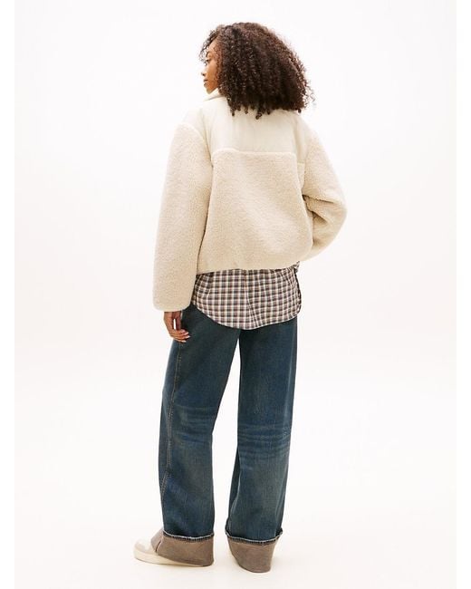 Tommy Hilfiger Natural Tommy Badge Teddy Fleece Collared Jacket