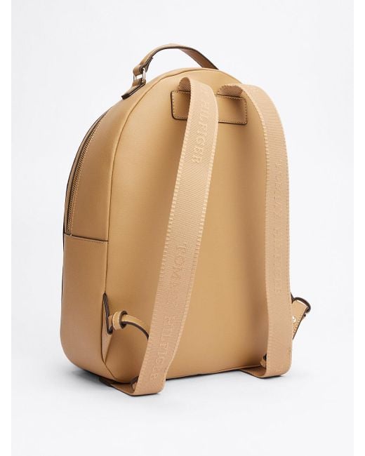 Zaino Con Placchetta A Monogramma Th di Tommy Hilfiger in Natural