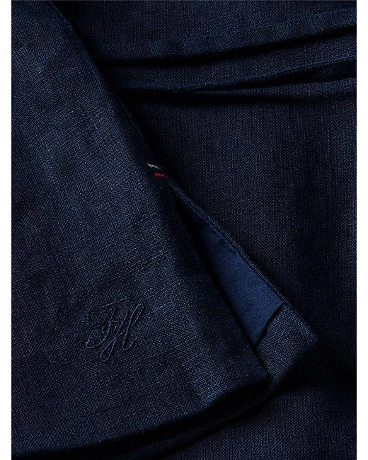 Tommy Hilfiger Blue Wickelbluse ESS LINEN WRAP TIE NS VEST Materialmix, Bindeband