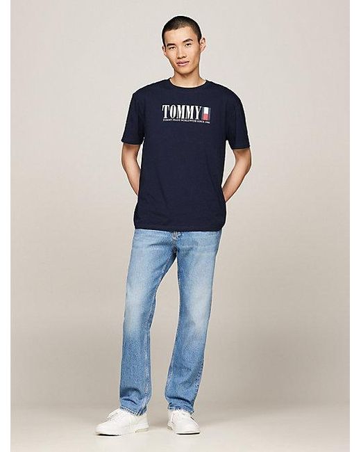 Tommy Hilfiger T-shirt Met Ronde Hals En Tommy-vlaglogo in het Blue voor heren