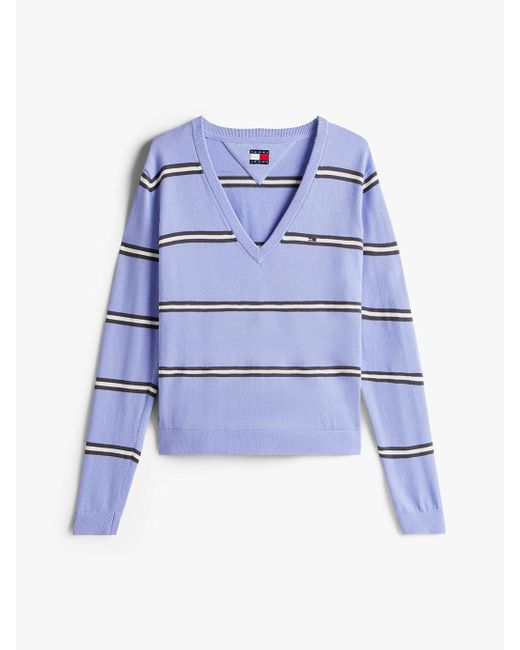Pull À Col En V Et Drapeau Brodé Tommy Hilfiger en coloris Blue