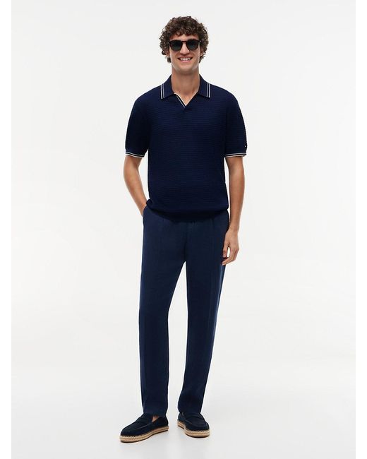 Tommy Hilfiger Blue New York Label Regular Tipped Collar Polo Shirt for men