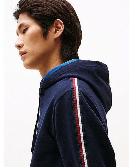 Tommy Hilfiger Hoodie Mit Tunnelzug Und Global-Streifen in Blue für Herren
