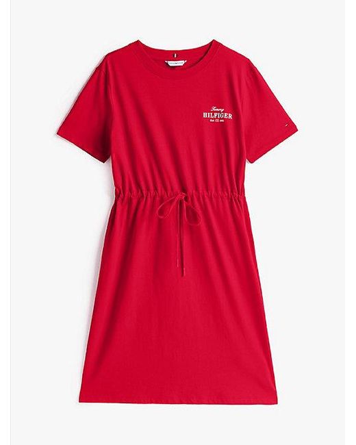 Tommy Hilfiger Mini T-Shirt-Jurk Met Logo in het Red