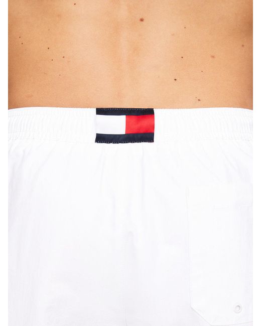Tommy Hilfiger White Th Essential Drawstring Mid Length Swim Shorts for men