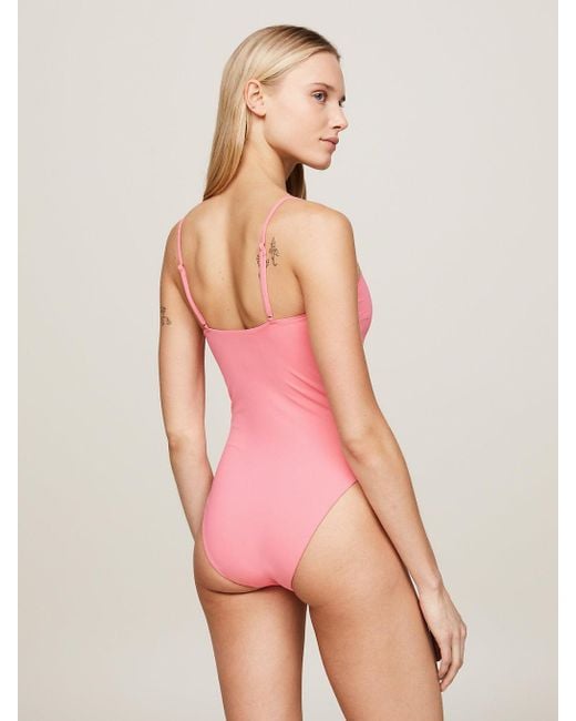 Tommy Hilfiger Pink Hilfiger Monotype One-piece Swimsuit