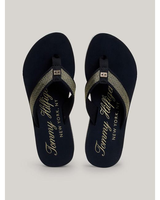 Tommy Hilfiger Blue Signature Flatform Beach Sandals