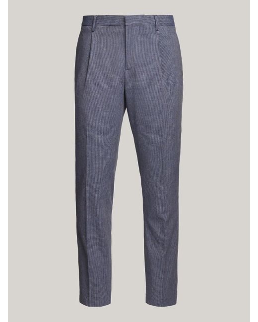 Tommy Hilfiger Blue Micro Check Slim Fit Trousers for men