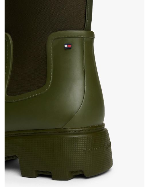 Stivaletti Da Pioggia Con Interno Caldo E Zip di Tommy Hilfiger in Green