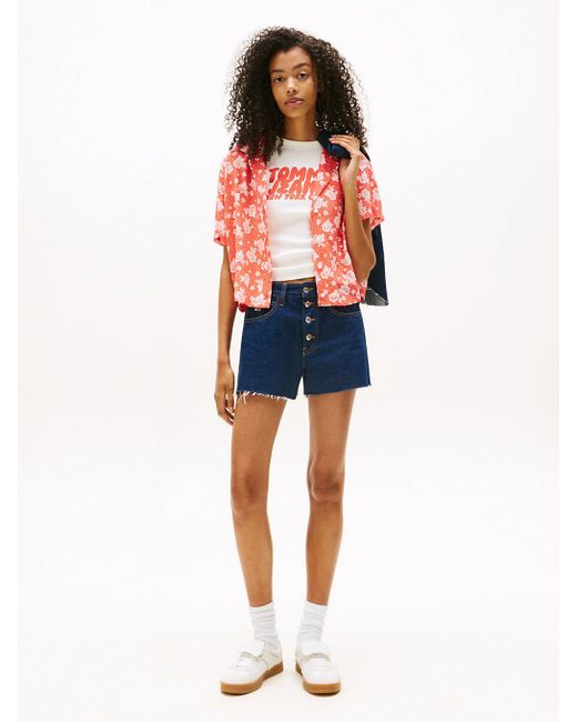 Chemise Courte Imprimée À Manches Courtes Tommy Hilfiger en coloris Red