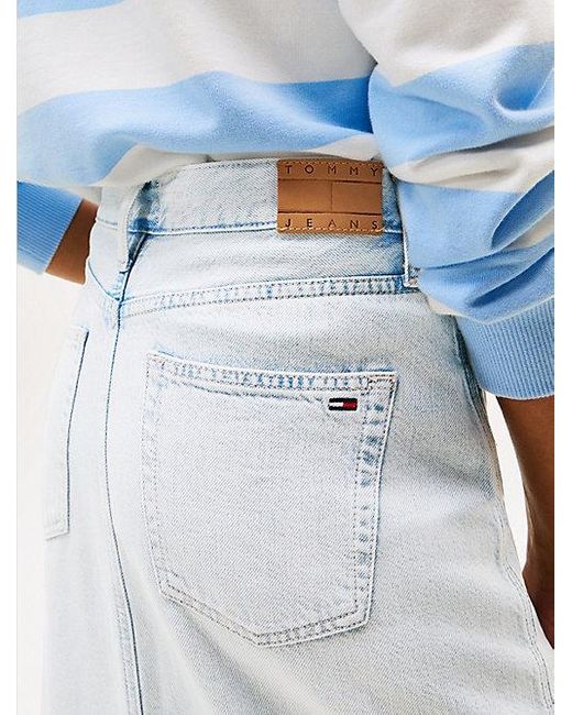 Tommy Hilfiger Claire Denim Maxi-Rok Met Split in het Blue