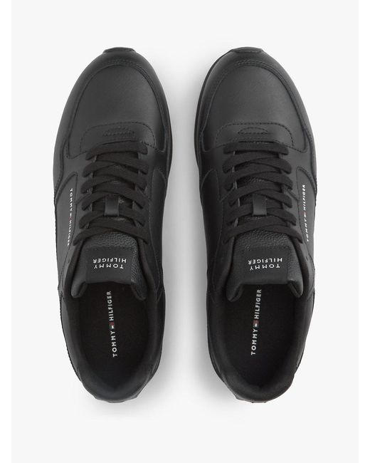 Tommy Hilfiger Black Logo Lightweight Trainers With Leather for men