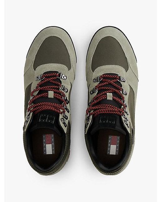 Tommy Hilfiger Suède Veterlaars Met Profielzool in het Green voor heren