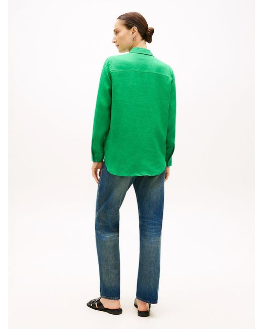 Tommy Hilfiger White Relaxed Fit Pure Linen Shirt
