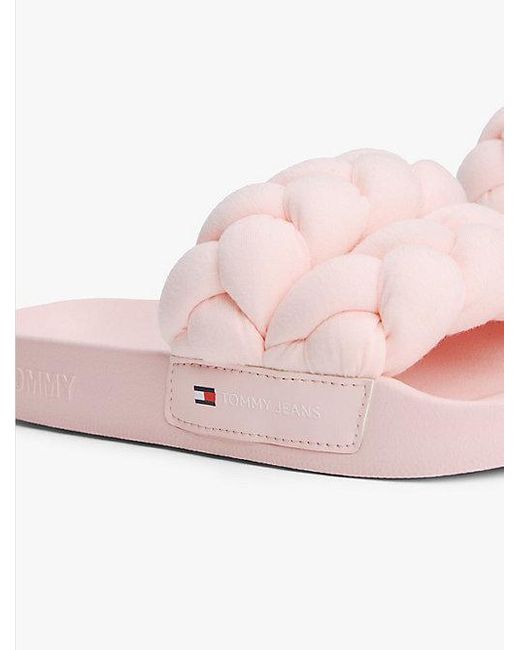 Tommy Hilfiger Slide Met Gevlochten Band in het Pink