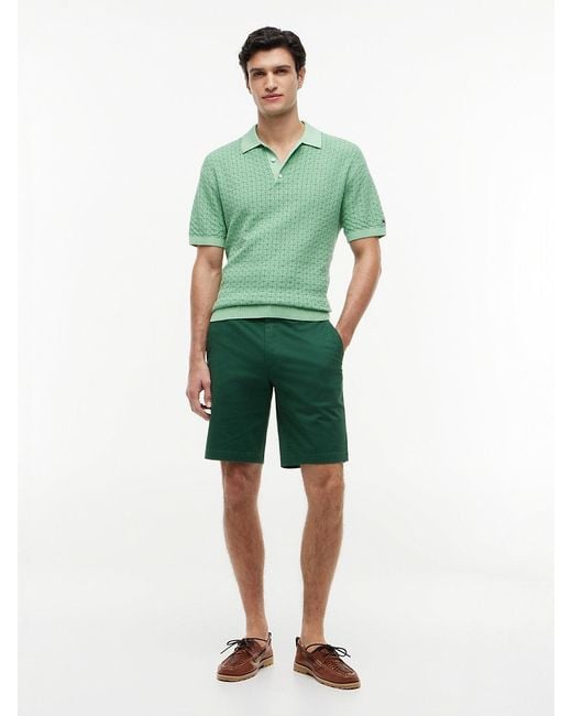 Tommy Hilfiger Green Denton Twill Straight Fit Chino Shorts for men