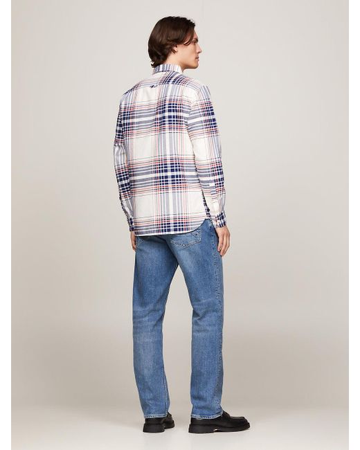 Tommy Hilfiger Blue Oxford Check Regular Fit Shirt for men