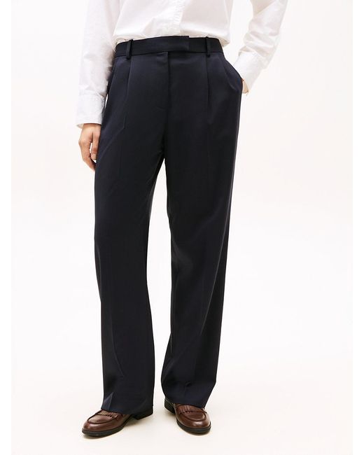 Tommy Hilfiger Black Timeless Pleated Relaxed Straight Leg Trousers