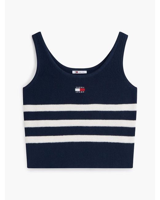 Tommy Hilfiger Blue Tommy Badge Stripe Knit Tank Top