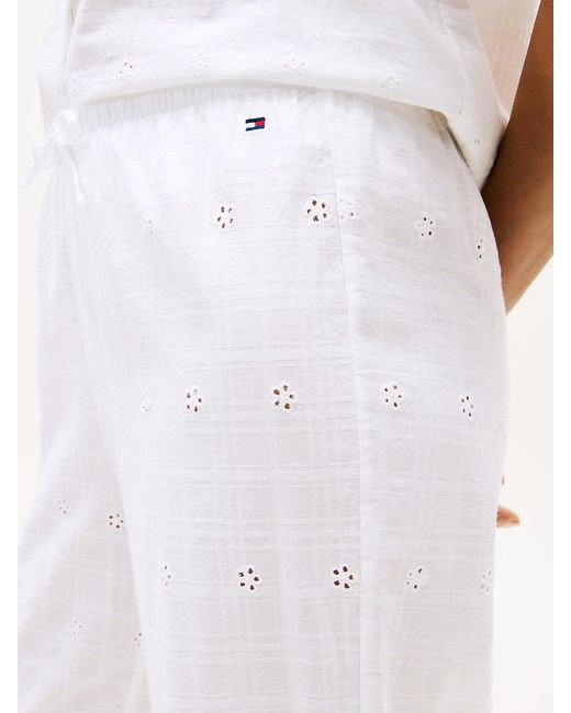 Tommy Hilfiger White Essential Broderie Anglaise Pyjama Bottoms