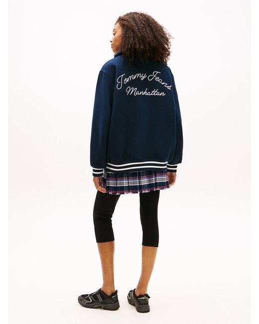 Tommy Hilfiger Blue Padded Twill Oversized Varsity Jacket