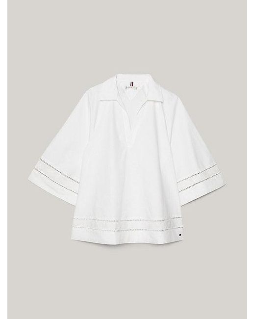Tommy Hilfiger Oversized Blouse Met Broderie Anglaise in het White